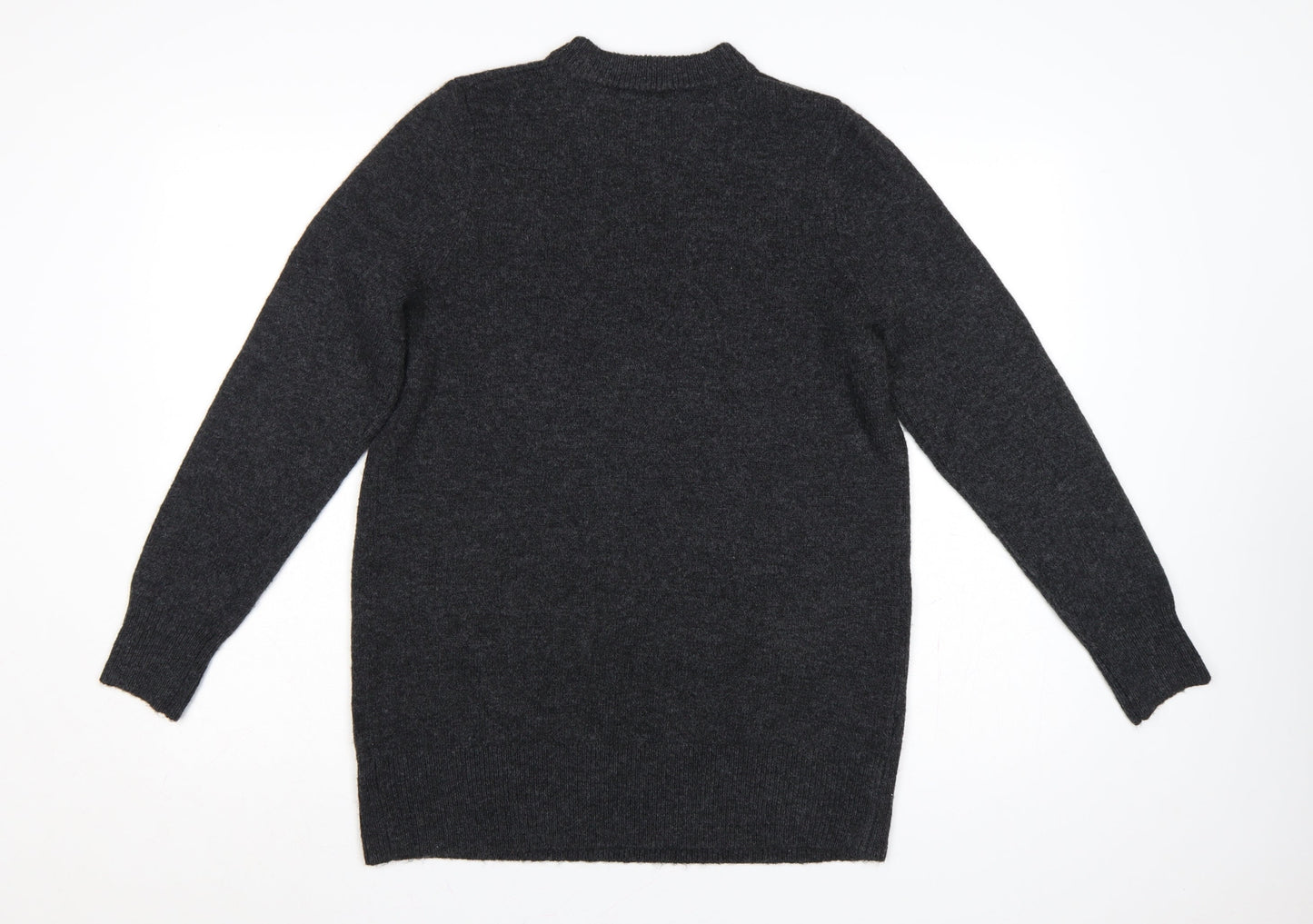New Look Women Grey Mock Neck Knit Pullover Jumper UK 8