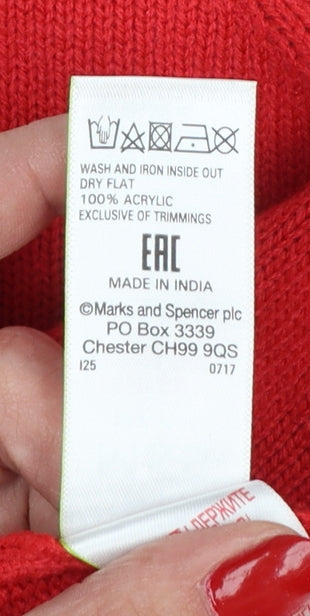 Marks & Spencer Women Red M Christmas Sequin Tree Raglan Jumper
