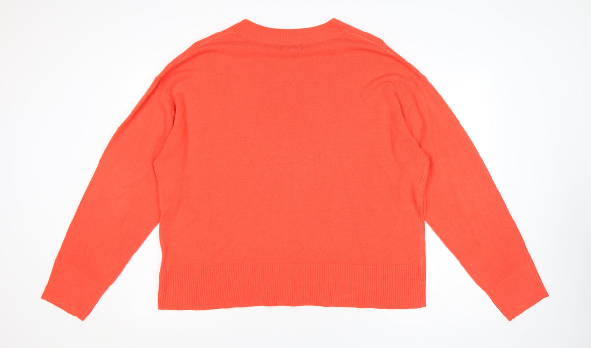Marks & Spencer Women Orange V-Neck Pullover Jumper Size 22 Knit