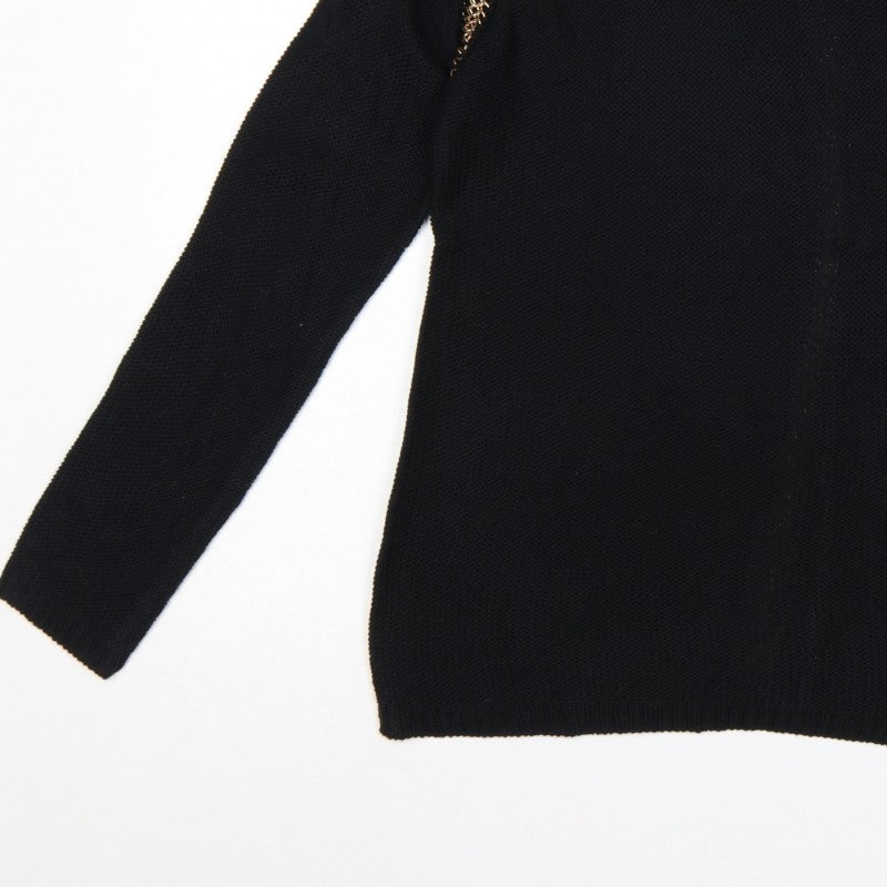 Stella Morgan Women’s Black UK 10 Gold Chain Raglan Knit Jumper