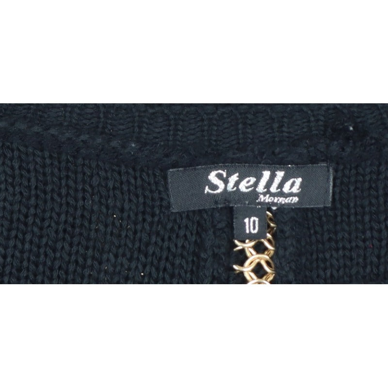 Stella Morgan Women’s Black UK 10 Gold Chain Raglan Knit Jumper