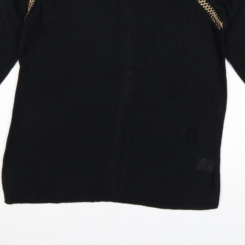 Stella Morgan Women’s Black UK 10 Gold Chain Raglan Knit Jumper