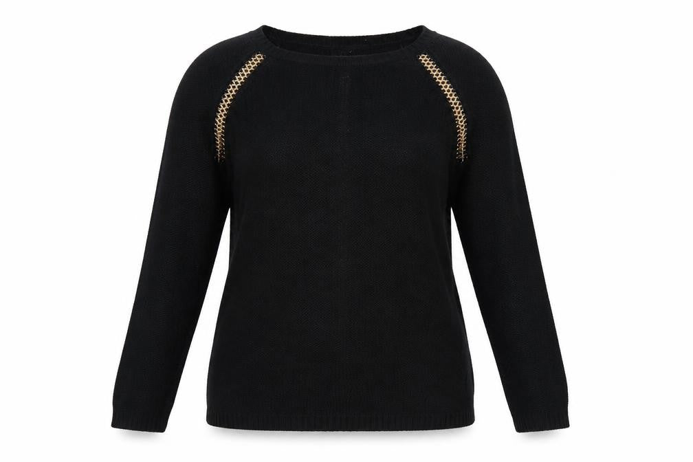 Stella Morgan Women’s Black UK 10 Gold Chain Raglan Knit Jumper