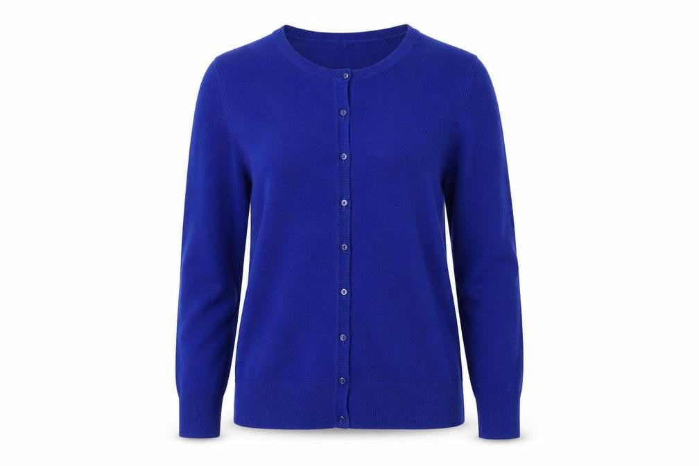 BHS Women Blue Size 14 Button Front Round Neck Knit Cardigan