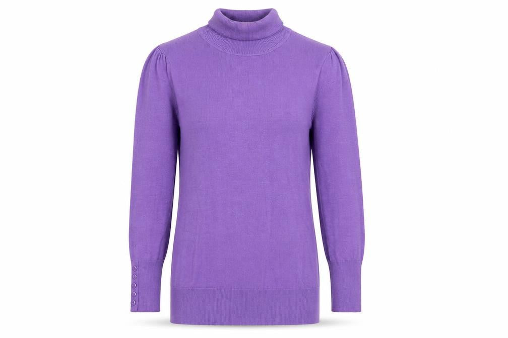Wallis Women Purple Size 10 Roll Neck Tunic Jumper Viscose Knit