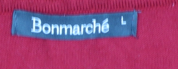 Bonmarché Women Red L Button 3/4 Sleeve Geometric Knit Cardigan