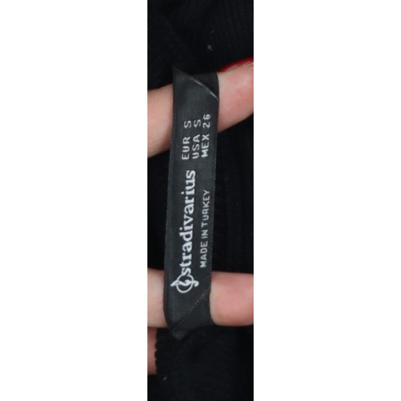 Stradivarius Women Black S Long Knit Collared Button Maxi Jumper Dress