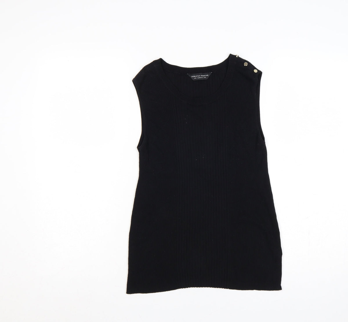 Dorothy Perkins Women Black UK 12 Ribbed Sleeveless Knit Vest