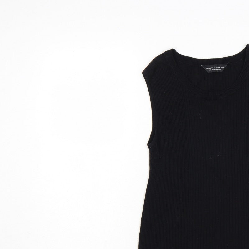 Dorothy Perkins Women Black UK 12 Ribbed Sleeveless Knit Vest