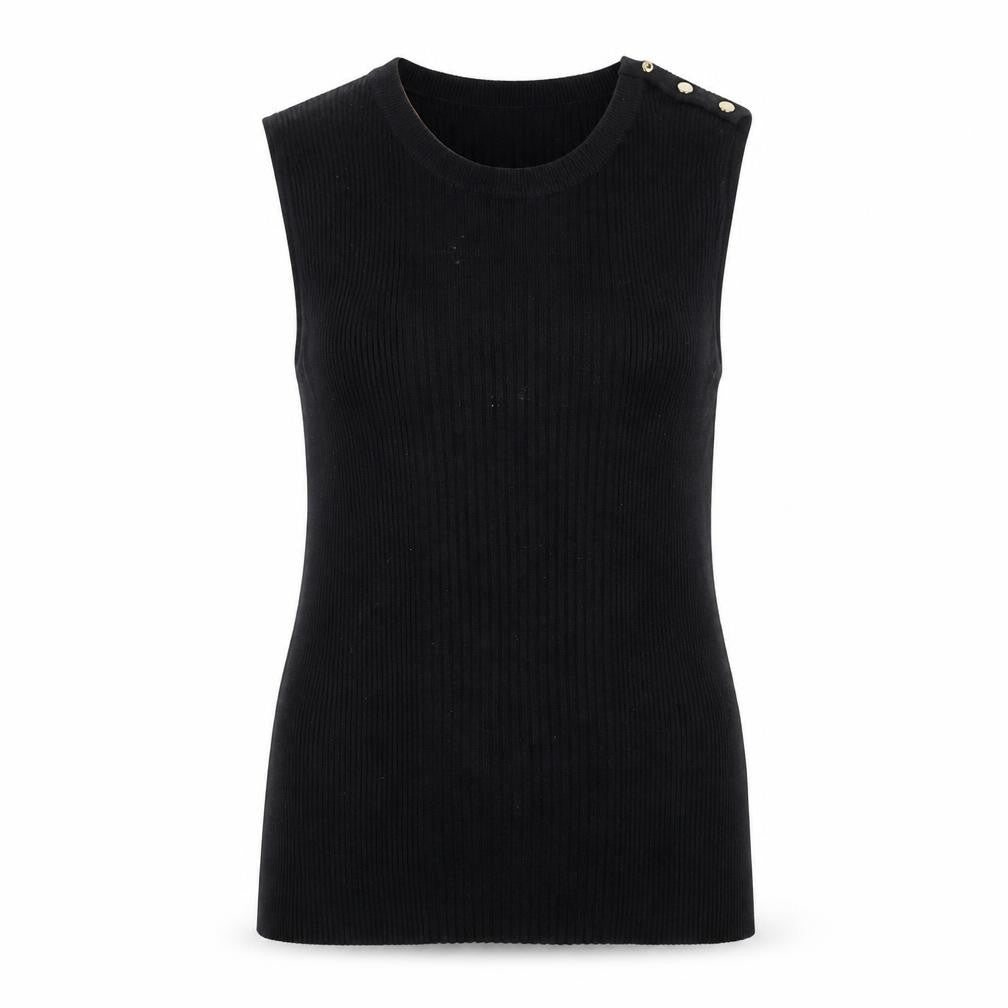 Dorothy Perkins Women Black UK 12 Ribbed Sleeveless Knit Vest