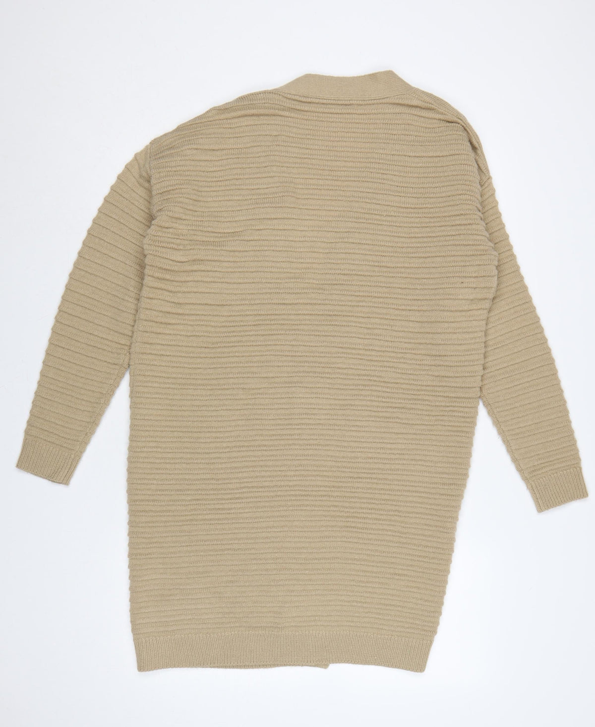 Amara Reya Women Beige M Open Knit Longline Cardigan V-Neck