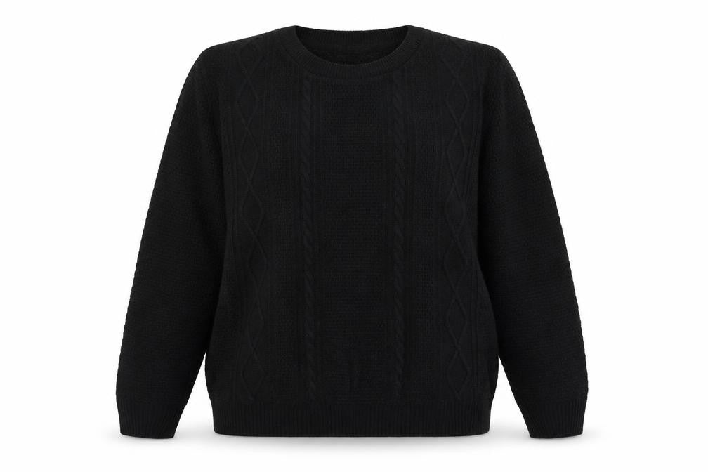 Hype Women’s Black Medium Cable Knit Crew Neck Pullover Jumper