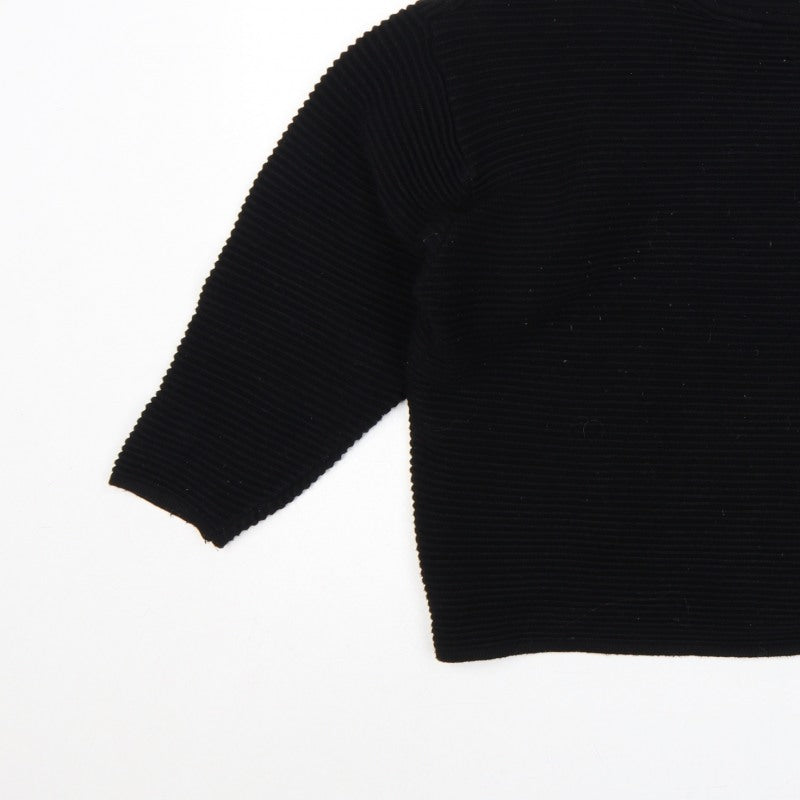 Zara Women Black S Rib Knit Dolman 3/4 Sleeve Pullover Jumper