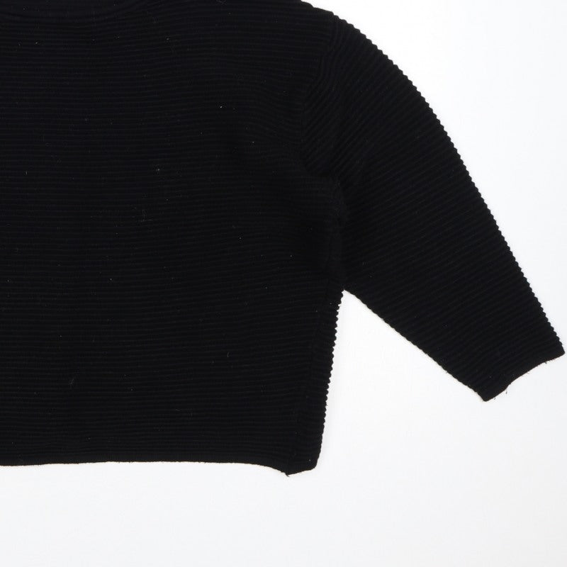 Zara Women Black S Rib Knit Dolman 3/4 Sleeve Pullover Jumper