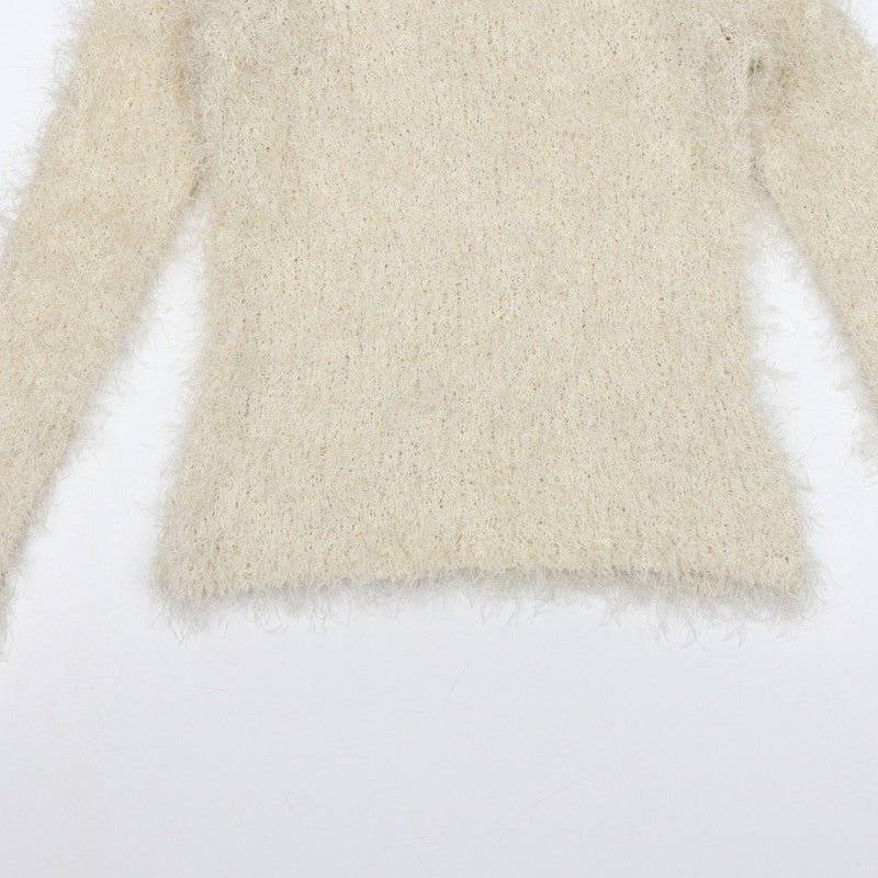 ARKET Women Ivory Fluffy Knit Jumper UK 12 EU M Long Sleeve