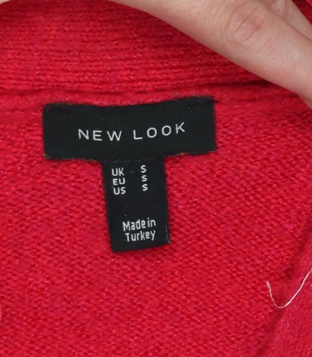 New Look Women Red Open Knit Cardigan Size S Long Sleeve