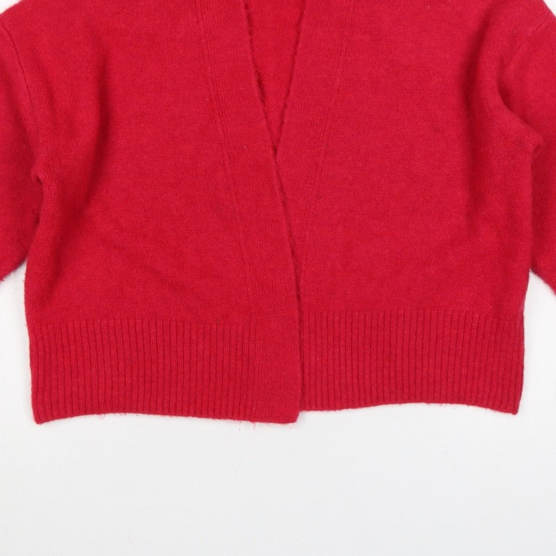 New Look Women Red Open Knit Cardigan Size S Long Sleeve