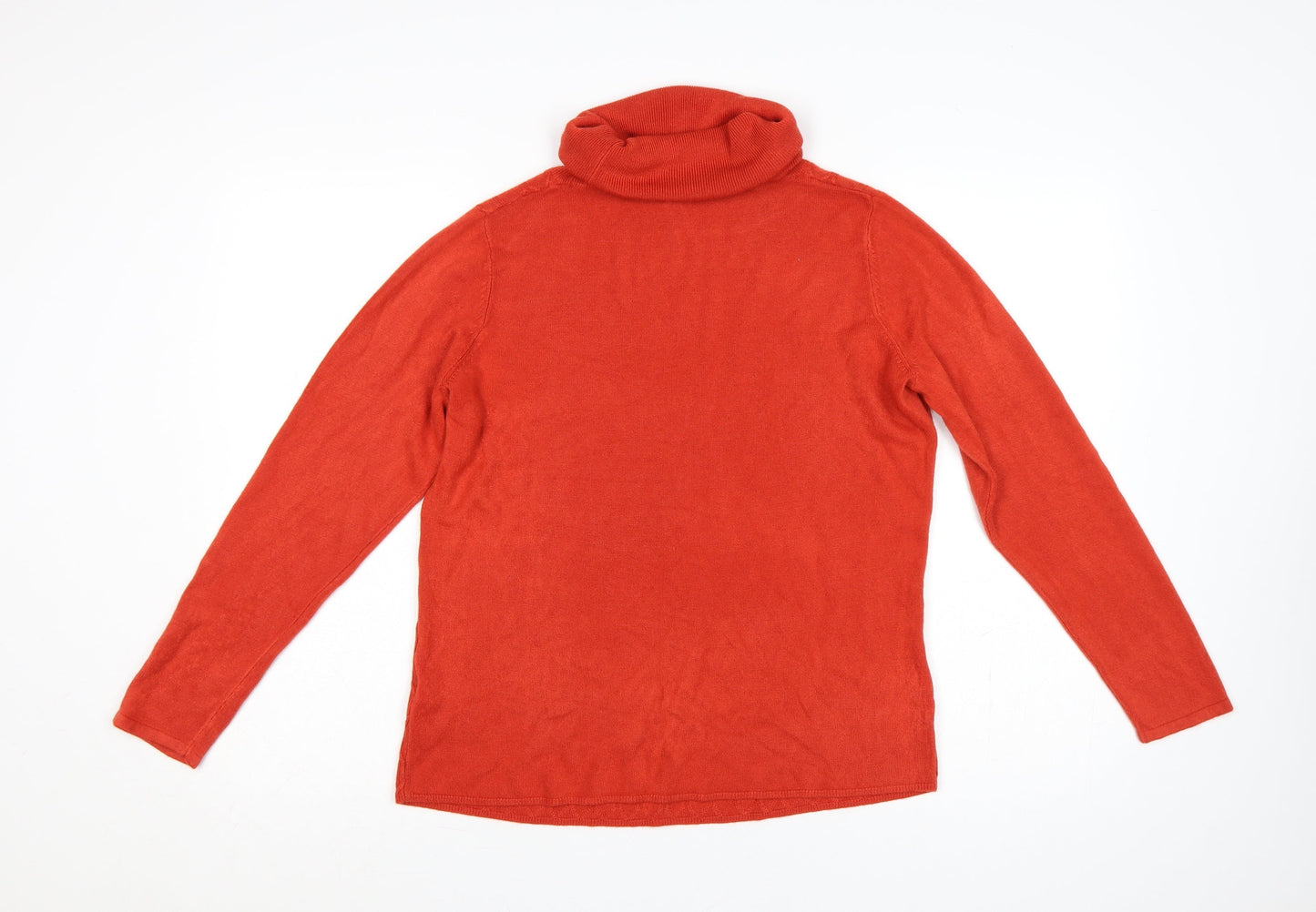 Bonmarché Women Orange UK 14 Roll Neck Geometric Knit Pullover Jumper