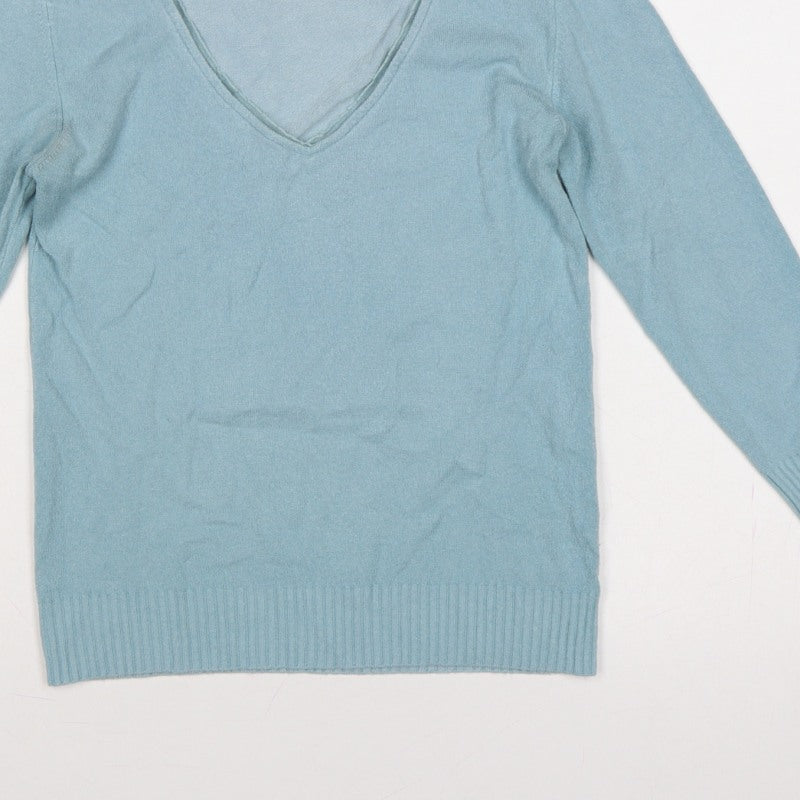 Per Una Women’s Blue Size 10 V-Neck Fine Knit Pullover Jumper