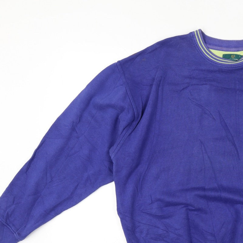 Additional view of Fred Perry Vintage Men’s Blue L Crew Neck Embroidered Logo Sweatshirt