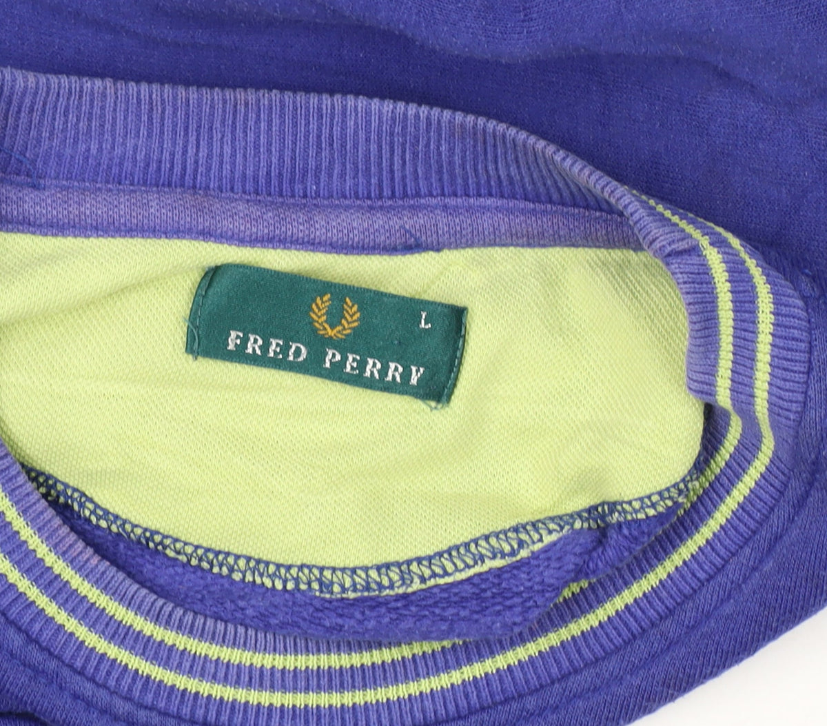 Additional view of Fred Perry Vintage Men’s Blue L Crew Neck Embroidered Logo Sweatshirt