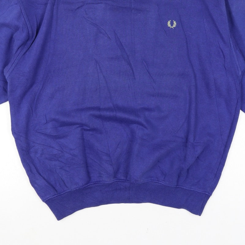 Additional view of Fred Perry Vintage Men’s Blue L Crew Neck Embroidered Logo Sweatshirt