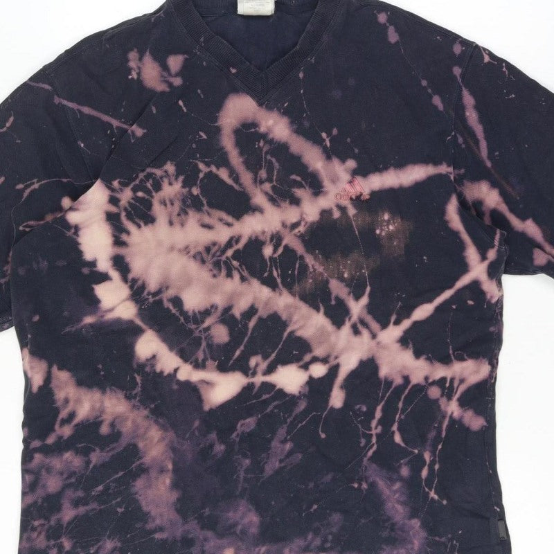 Additional view of Adidas Men’s Large Black Bleach Dye V-Neck Short Sleeve T-Shirt