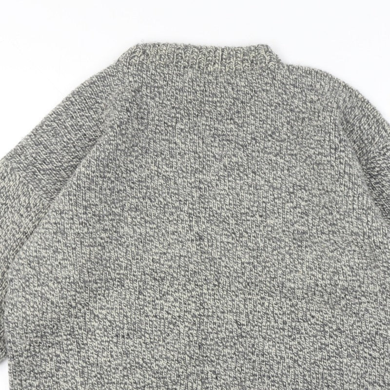 Additional view of men’s grey vintage grandad cable knit crew neck long sleeve jumper
