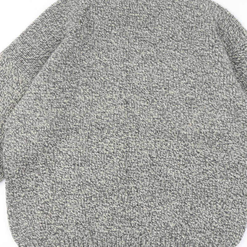 Additional view of men’s grey vintage grandad cable knit crew neck long sleeve jumper