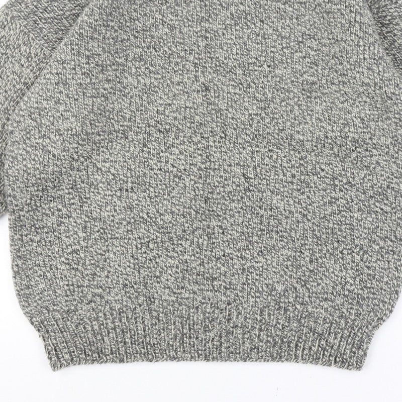 Additional view of men’s grey vintage grandad cable knit crew neck long sleeve jumper