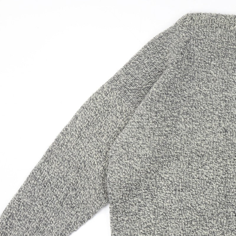 Additional view of men’s grey vintage grandad cable knit crew neck long sleeve jumper