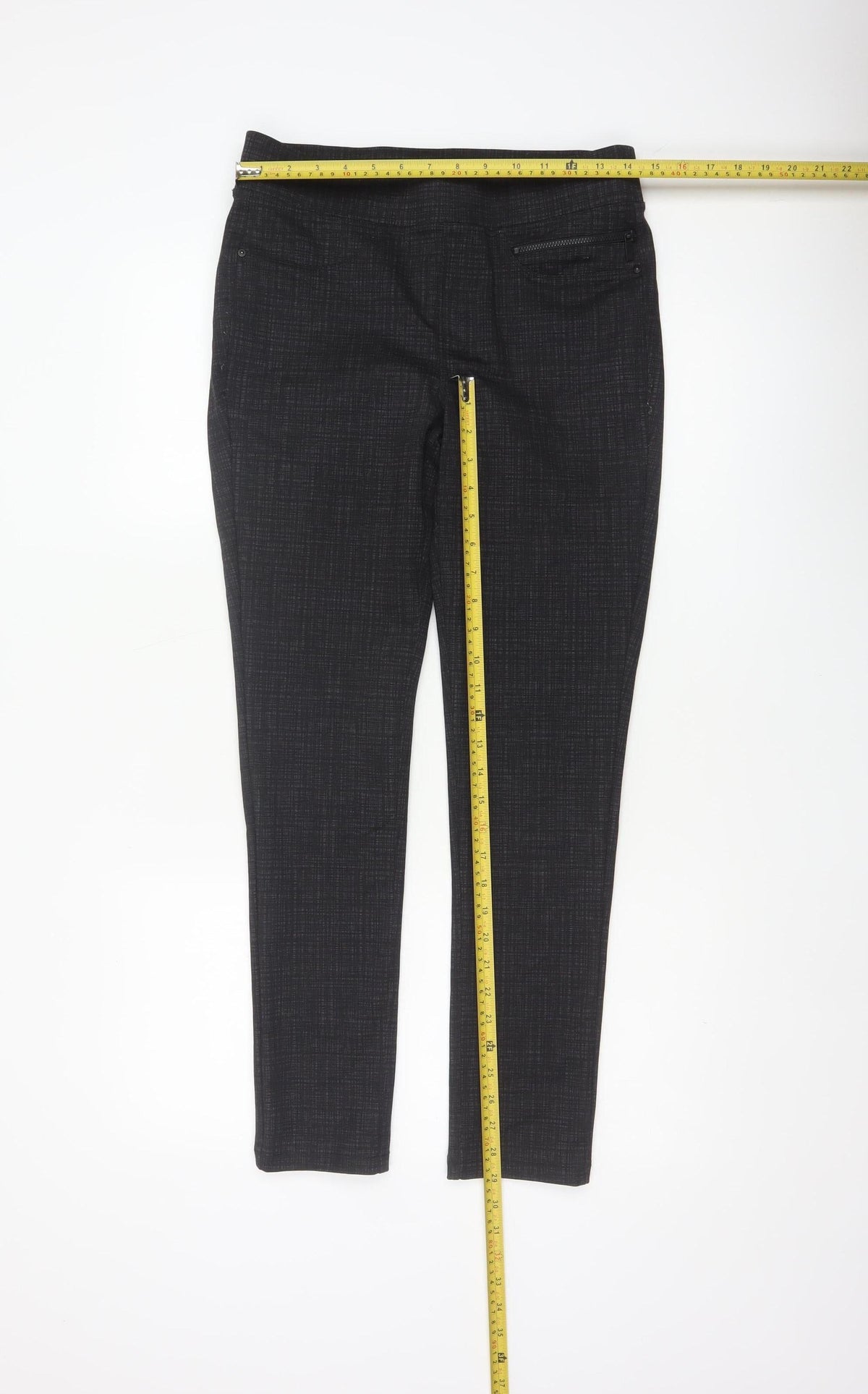 DKNY Jeans Women Black S Stretch Skinny Check Jegging Trousers