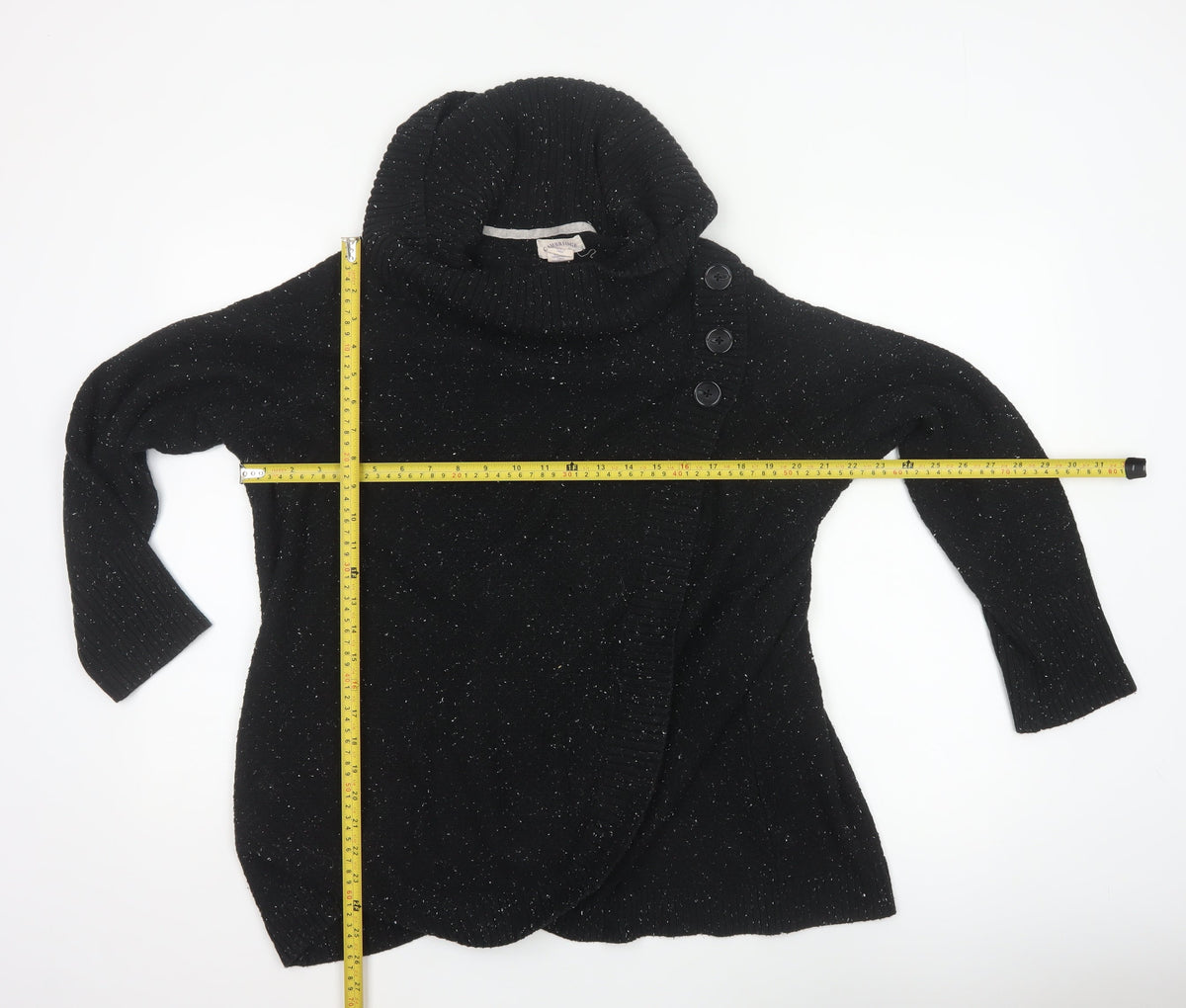 Cambridge Dry Goods Women’s Black UK 10 Cowl Neck Button Knit Jumper