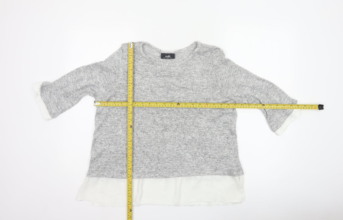 Wallis Women’s Grey UK 18 Layered Hem 3/4 Sleeve Knit Tunic Jumper