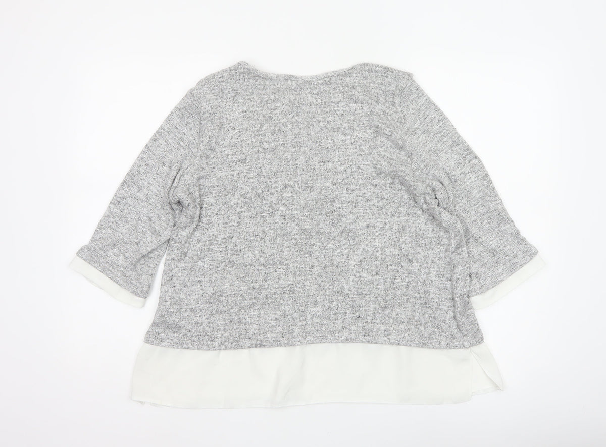 Wallis Women’s Grey UK 18 Layered Hem 3/4 Sleeve Knit Tunic Jumper