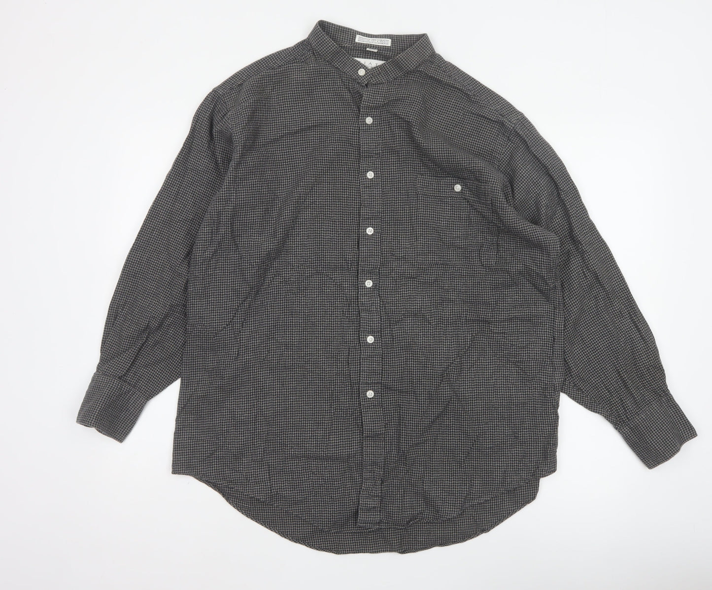 Priatti Men's Grey Check Cotton Button-Down Shirt 16.5 Long Sleeve