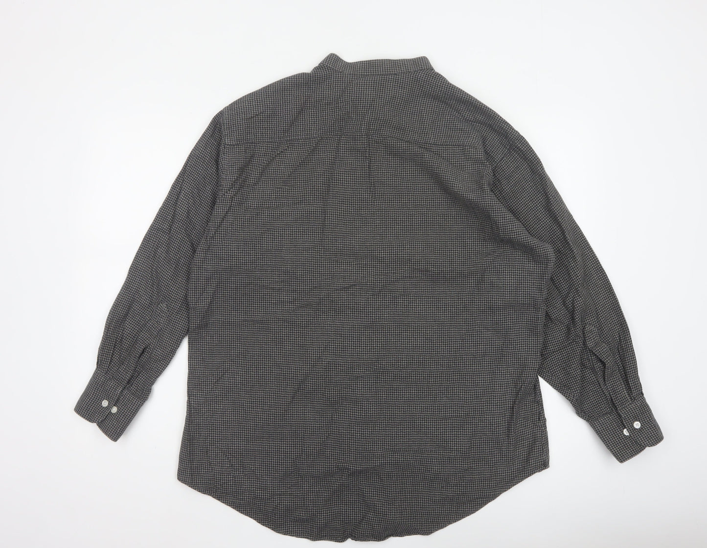 Priatti Men's Grey Check Cotton Button-Down Shirt 16.5 Long Sleeve