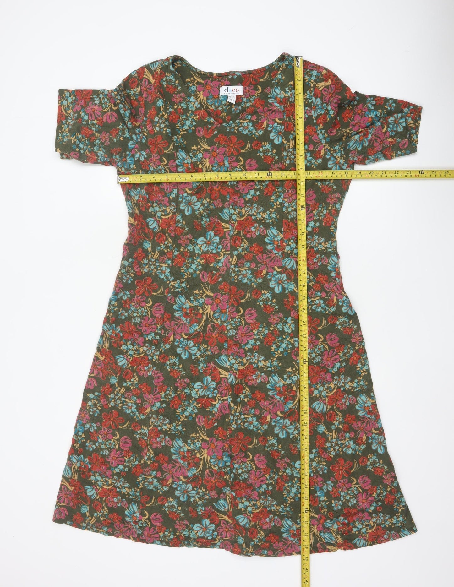 d&co. Women’s Multicoloured Floral Fit & Flare Dress UK L