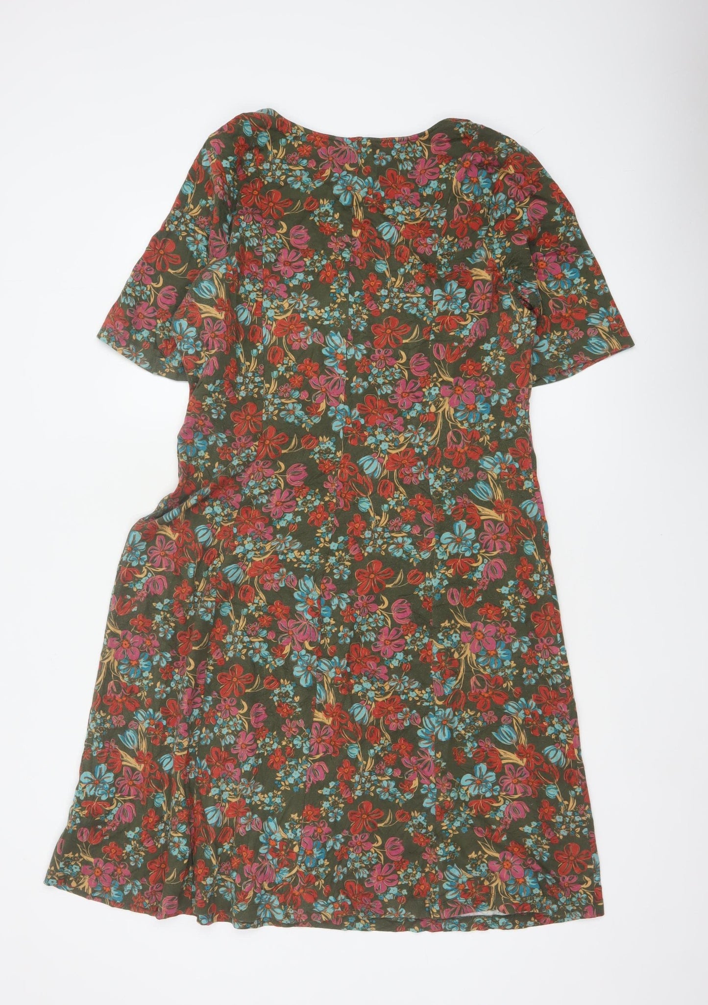 d&co. Women’s Multicoloured Floral Fit & Flare Dress UK L