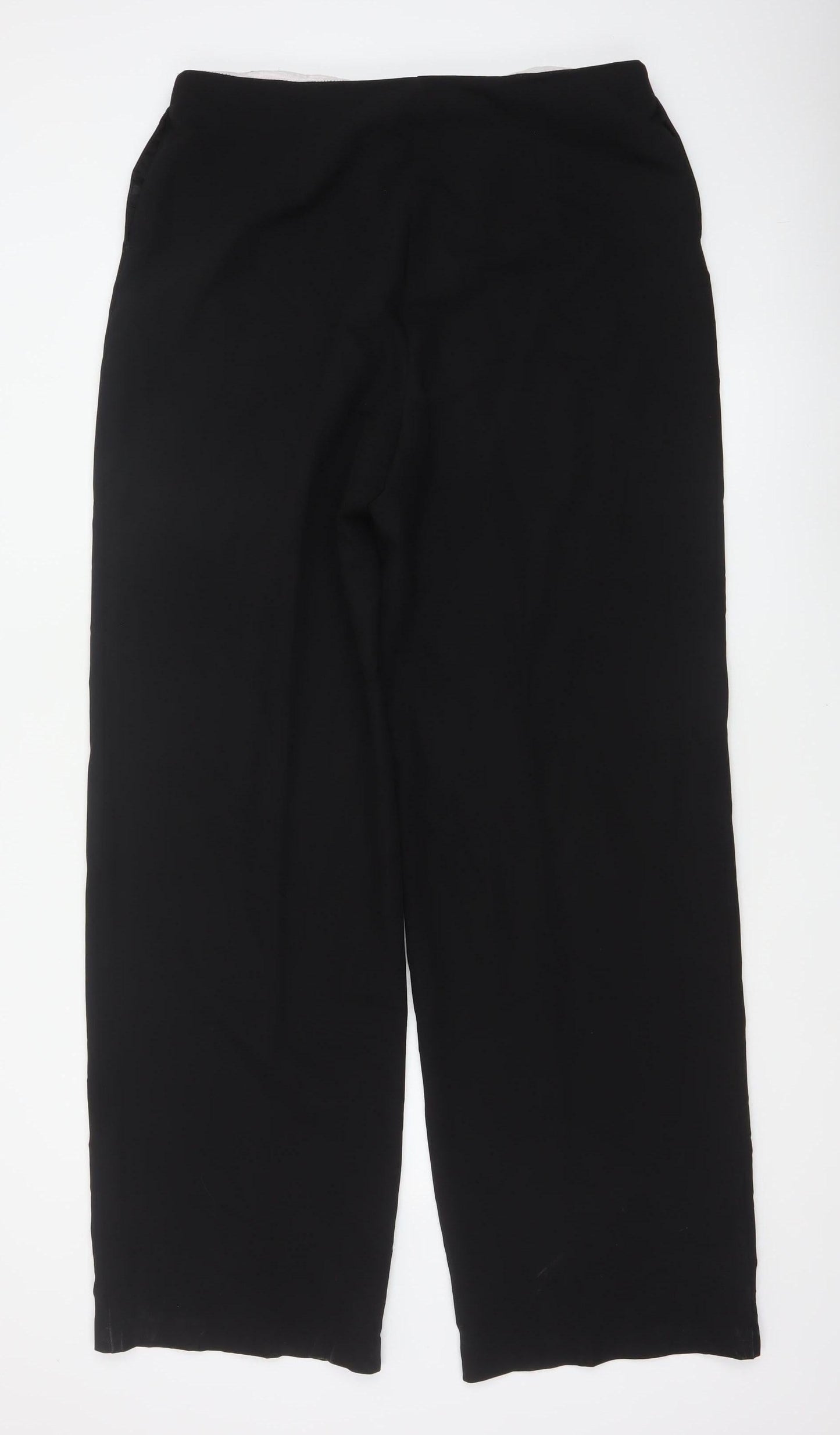 Next Women Black Size 16 Tall Wide-Leg Button Dress Trousers