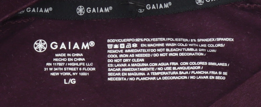 Gaiam Men Purple L Long Sleeve Henley Button-Up Active Top