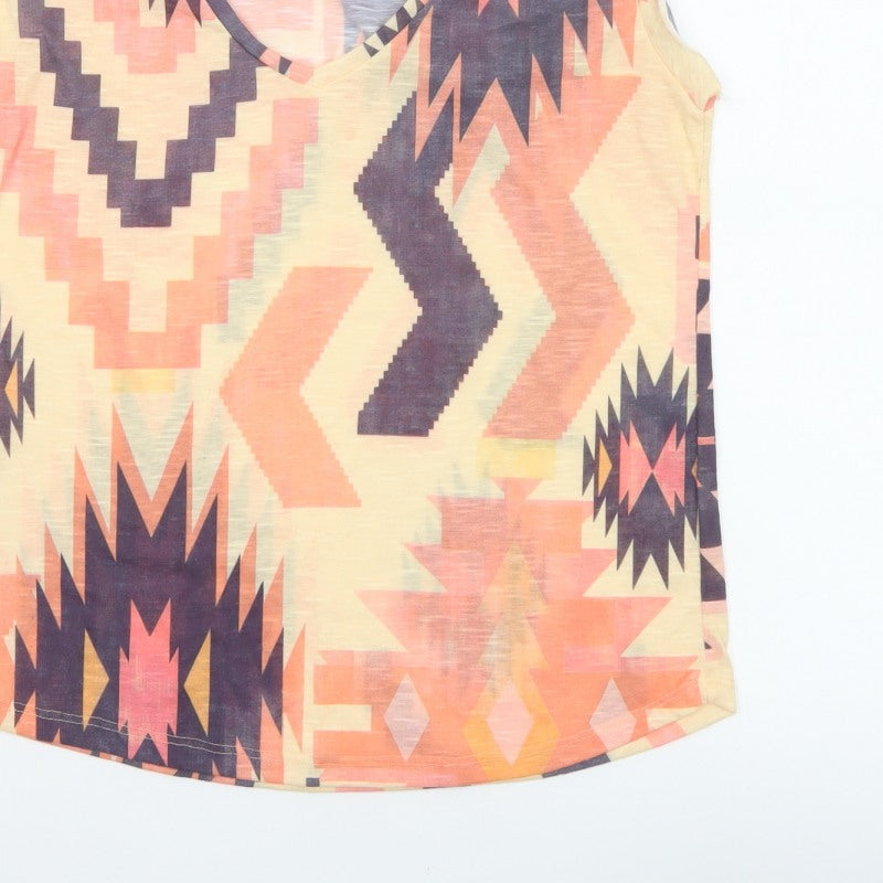 Zara Trafaluc Women’s Multicoloured Aztec V-Neck Tank Top UK 10 M