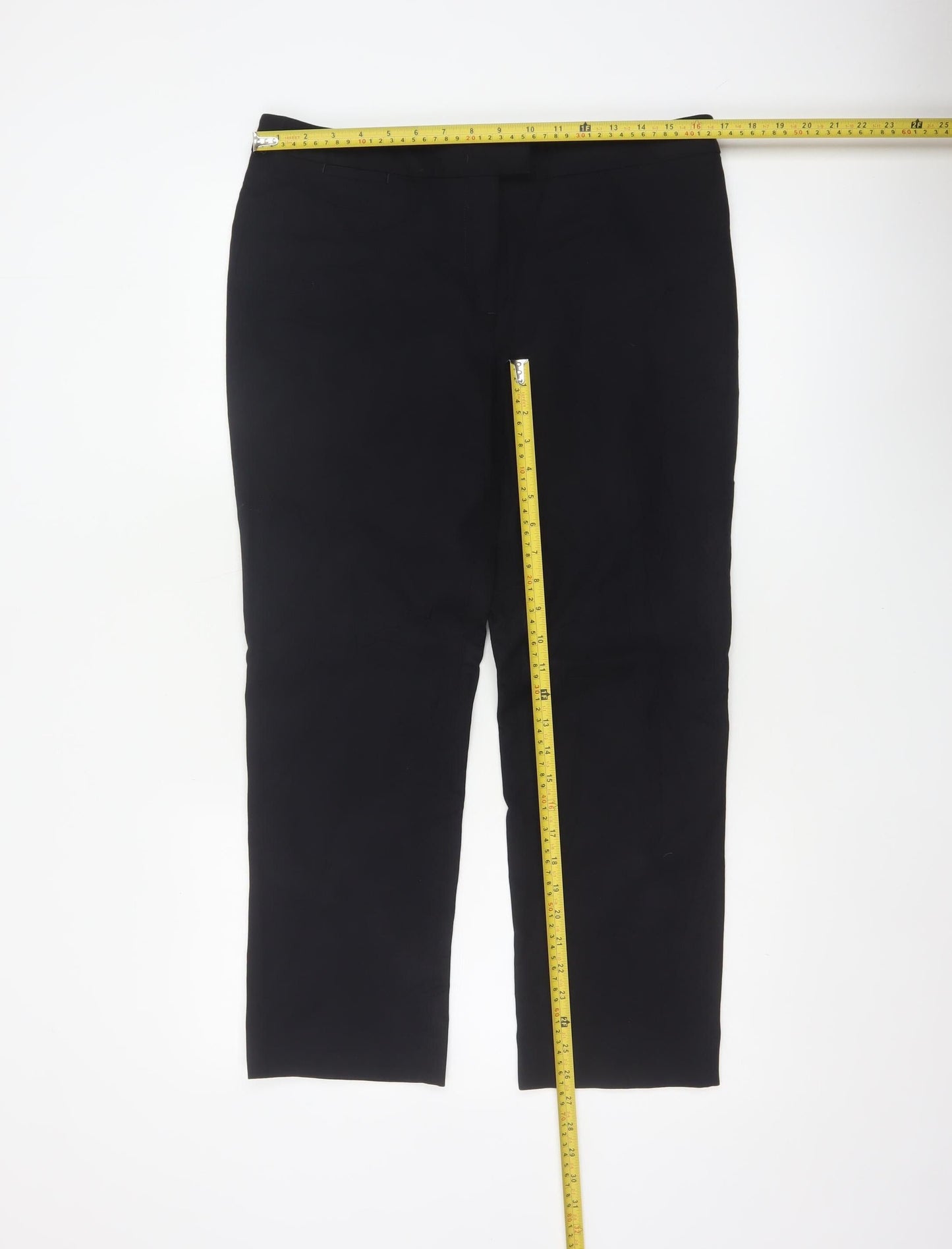 Jigsaw Women Black UK 14 Straight Tailored Work Trousers Pockets