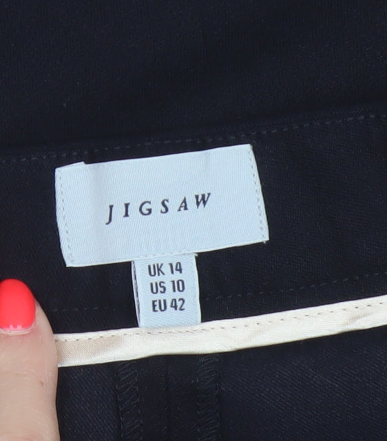 Jigsaw Women Black UK 14 Straight Tailored Work Trousers Pockets