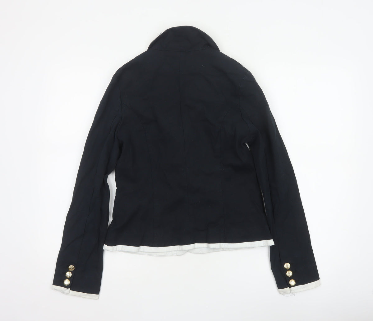 Divided by H&M Women Black White Trim Crest Blazer UK 12 Preppy