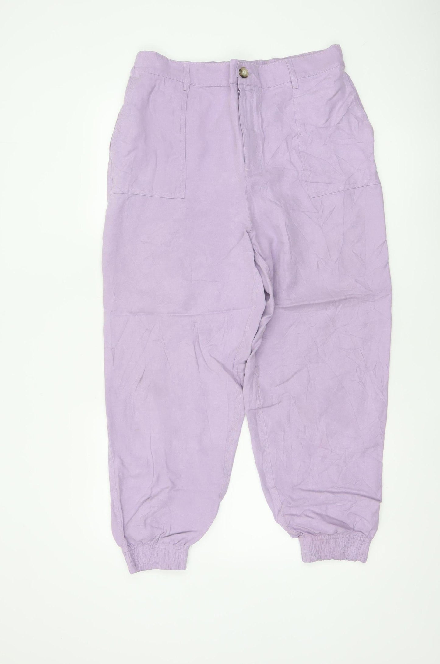 Marks & Spencer Autograph Women's Purple UK 14 Linen Blend Jogger Trousers