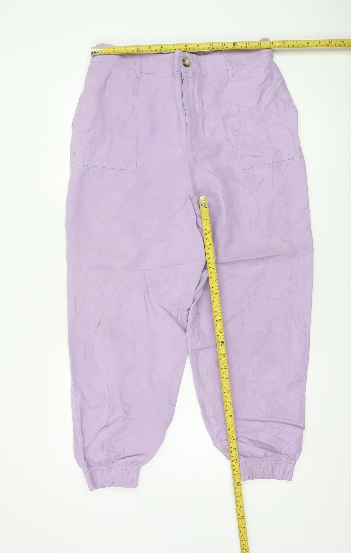 Marks & Spencer Autograph Women's Purple UK 14 Linen Blend Jogger Trousers