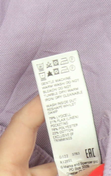Marks & Spencer Autograph Women's Purple UK 14 Linen Blend Jogger Trousers