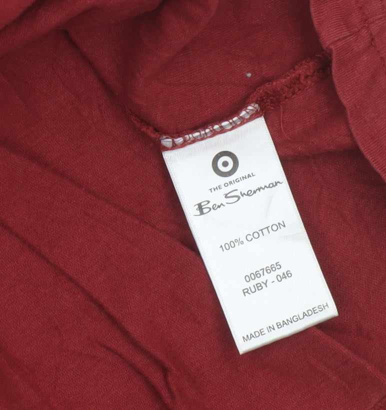 Ben Sherman Men's Red L Mod Target Logo Cotton Short Sleeve T-Shirt