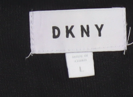 DKNY Women Black Grey L Jersey Raglan Long Sleeve T-Shirt